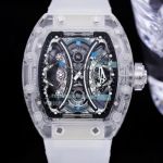 Swiss Quality Replica Richard Mille Transparent RM53-01 White Band Skeleton Watch